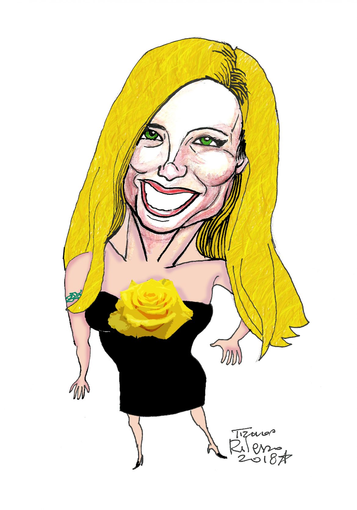Michelle Hunziker disegnata da Tiziano Riverso